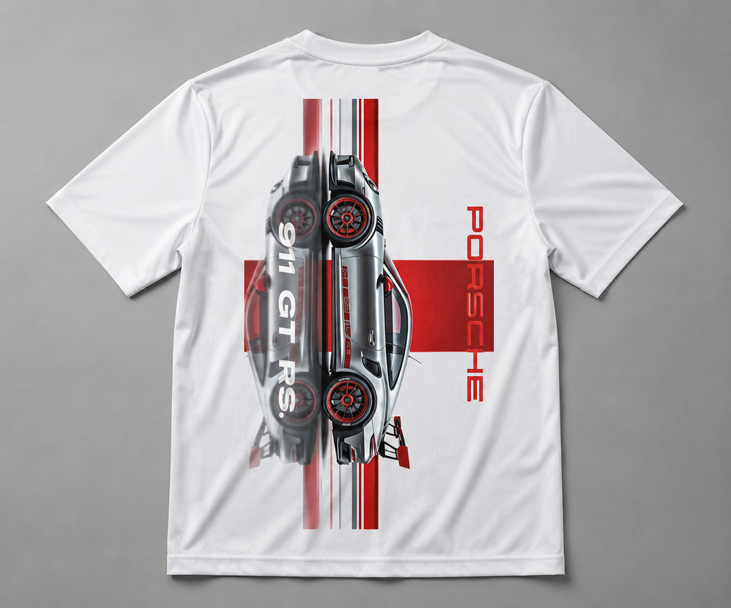 Porsche 911 GT3 RS Motion Graphic Tee – White
