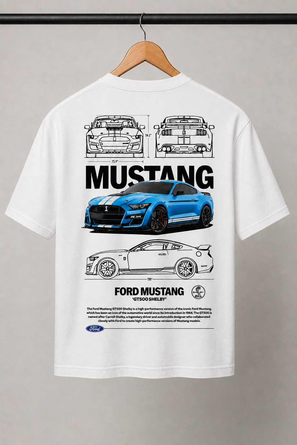 Ford Mustang GT500 Shelby Graphic Tee – White