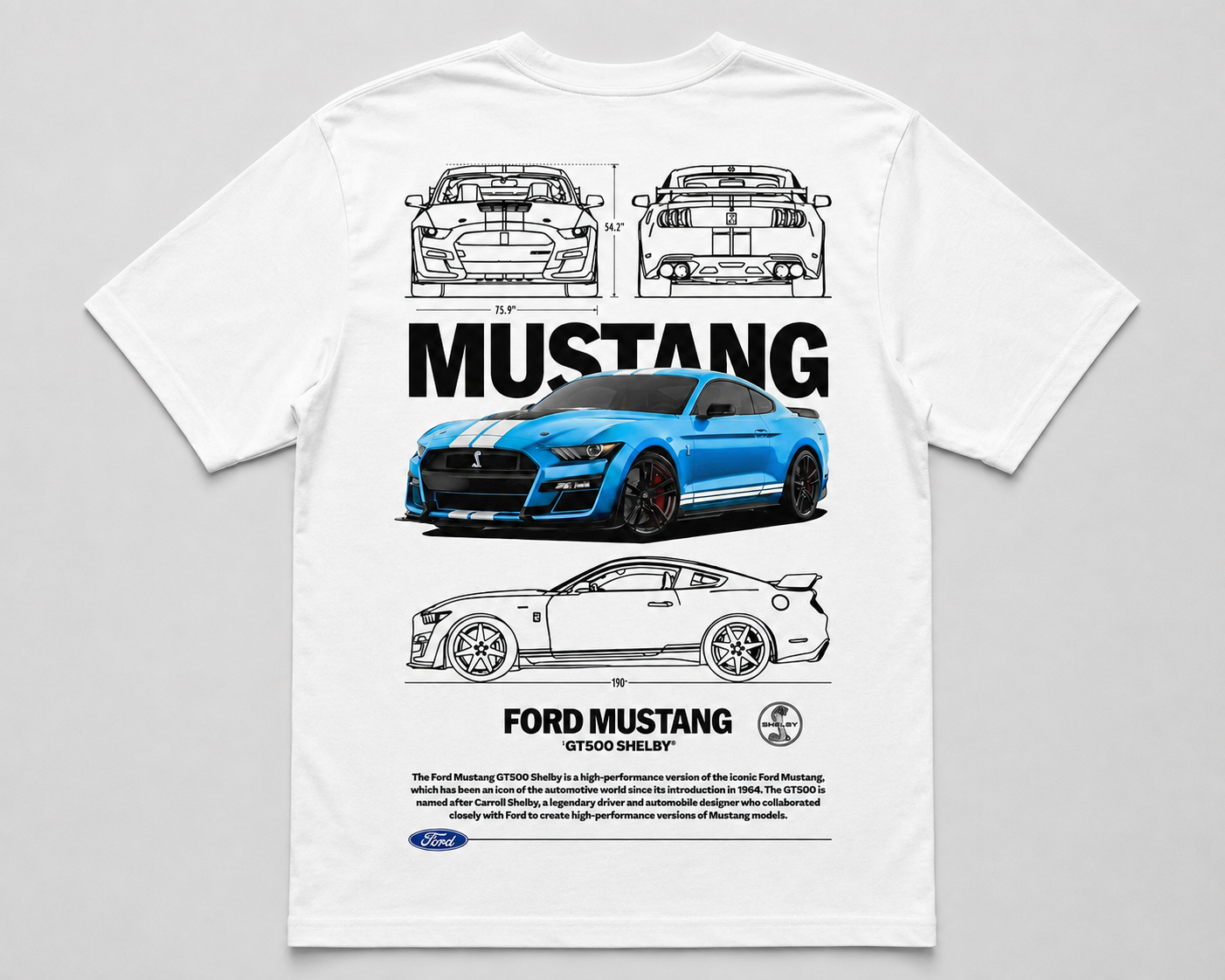 Ford Mustang GT500 Shelby Graphic Tee – White