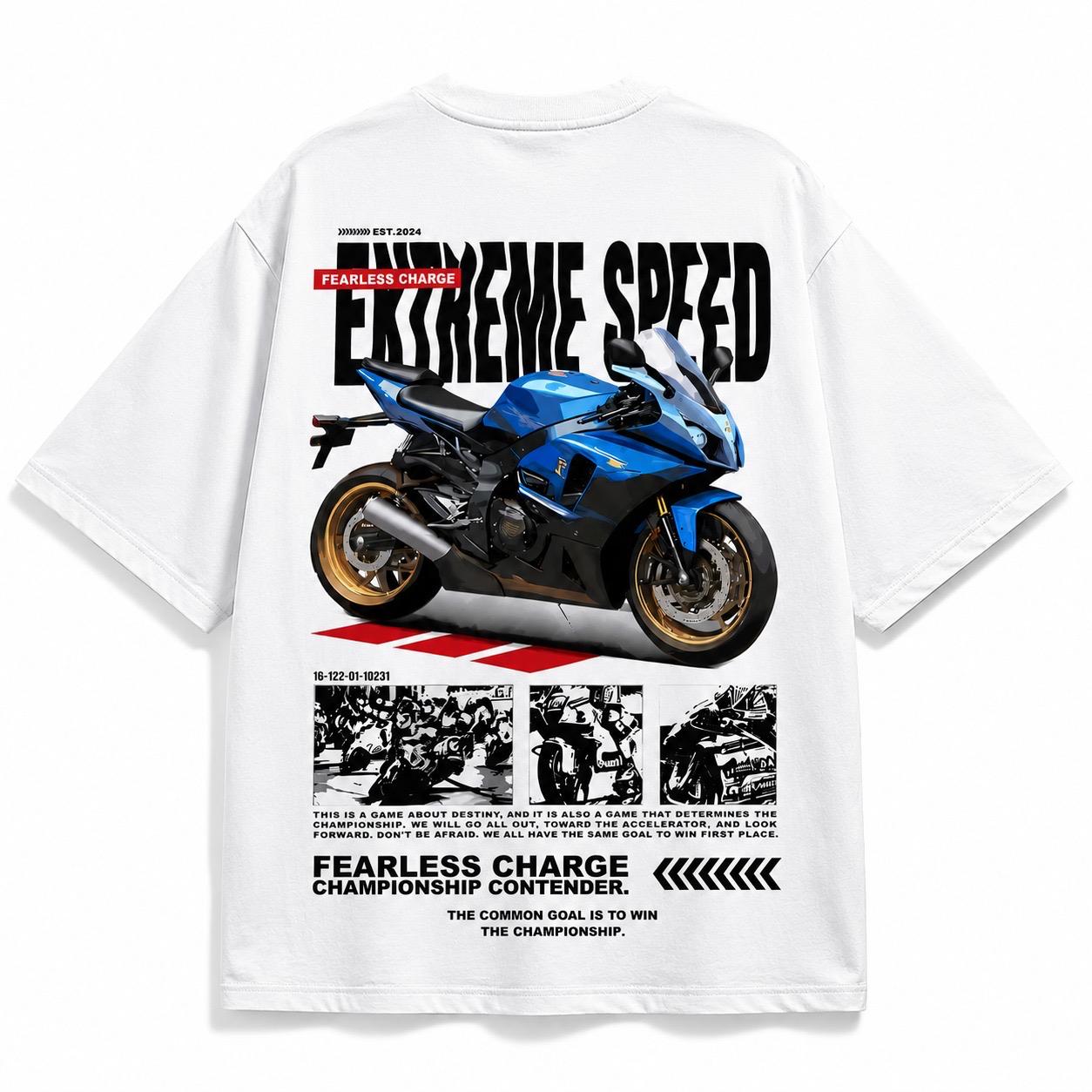 Extreme Speed Motorcycle Graphic Tee – White